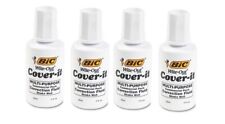 4 Bottle Bic Cover-it White Out Correction Fluid Multi Purpose Liquid .7fl20ml