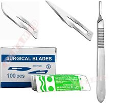 100 Ea Scalpel Blades 1011 With 3 Metal Handle Suitable For Dermaplaning