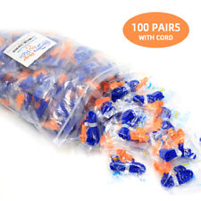 100 Pair Corded Earplugs Reusable Silicone Cord For Noise Reduction Shooting