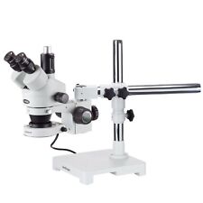 Amscope 7x-45x Trinocular Zoom Stereo Boom Stand Microscope 80-led Ring Light