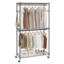 Vevor Clothes Rack Rolling Clothing Garment Rack With 3 Storage Tiers 400 Lbs