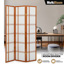 3 Panel Wooden Frame Foldable Partition Room Divider Shoji Privacy Fabric Screen