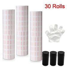 30 Rolls White Red Line Price Tags Labels For Mx-5500 Gun Labeller Sticker Ink