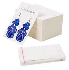 100 Pcs White Earring Display Cards With 100 Clear Self- Sealing Bagsearring