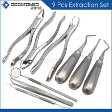 9 Pcs Basic Dental Surgery Extraction Extracting Forceps Elevator Set Kit