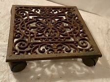 Antique Ornate 11 Square Cast Iron Floor Register Grate Turned Into Plant Stand