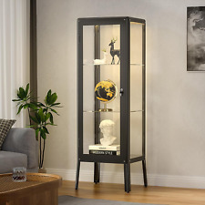Glass Display Cabinet With Adjustable 3-shelf Shelves Lock And Door Dust-proof