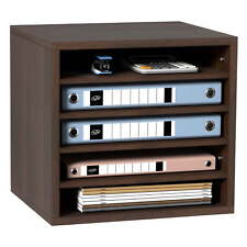 Wood Literature Organizer Adjustable File Sorter 5 Compartments Countert