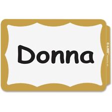 100 - Name Badges - Peel Stick - Gold Border - Tags Labels Sticker Adhesive Id