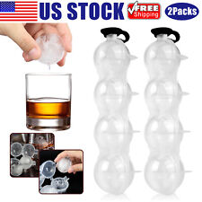 2.2 Round Ice Cube Ball Maker Tray Silicone Sphere Mold Bar Whiskey Cocktails