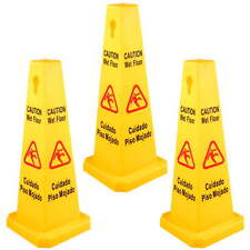 3 Pack Wet Floor Sign 2-side Caution Wet Floor Cones Yellow Signs Portable