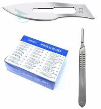 Lot Of 100 Scalpel Blades 23 With 4 Metal Handle Suitable For Dermaplaning