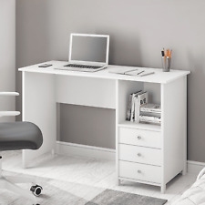 Contemporary Office Desk With 3 Storage Drawers White