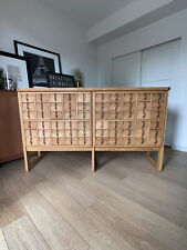 Rare Vintage Mcm Lateral 60 Drawer Library Card Catalog - Solid White Oak