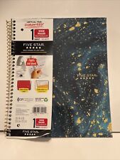 Five Star Spiral Notebook 1 Subject Wide Ruled 2 Pocket Gold Galaxy 100 Sheets