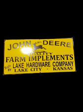 Porcelain John Deere Farm Implements Enamel Metal Sign Size 28 X 16 Inches
