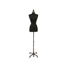 Female Dress Form Pinnable Black Mannequin Torso Size 6-8 With Black Wheel Base