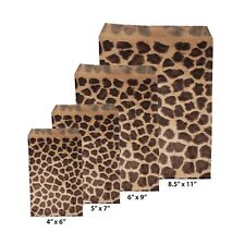 Leopard Print Flat Paper Bags Cheetah Gift Wedding Candy Party Jewelry 100 Pcs
