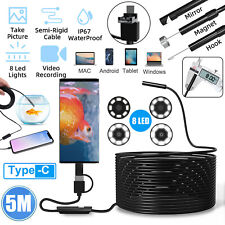 5m Snake Endoscope 8led Borescope 8mm Inspection Usb Camera Scope For Android Pc