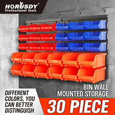 Wall Mounted Storage Bins Parts Rack 30 Bin Organizer Garage Plastic Shop Tool