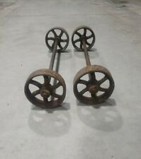 Vintage Industrial Hit-miss Cart Cast Iron Wheel Axles Rustic Decor Steampunk