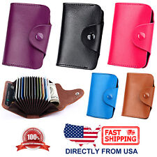 Unisex Leather Credit Card Business Card Holder Accordion Style Wallet