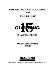 Drill Press Operator Instruction Manual Clausing 15 Inch Models 1660 To 1793
