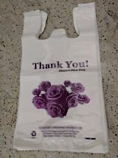 Heavy Duty T-shirt Bag Flower Thank You Plastic Carry Out Bags 11.5x 6x 21