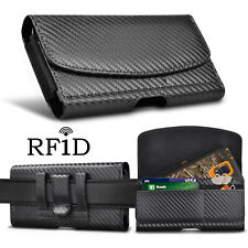 Universal Cell Phone Holster Leather Belt Clip Pouch Rfid Wallet Carrying Case