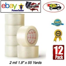 Packing Tape 12 Rolls Heavy Duty Shipping Packaging Tape Transparent 1.9 X 165