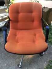 Vintage Steelcase 451 Orange Fabric Task Office Chrome Chair Mad Men