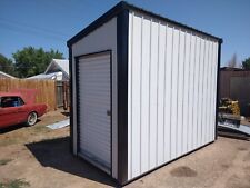 New All Steel Portable Storage Building With Roll Up Door 6x12 White And Black