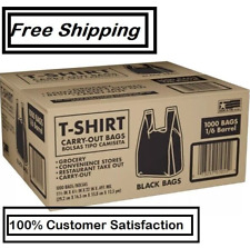 Black T-shirt Carryout Bags 11.5 X 6.5 X 22 1000 Ct.