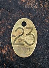 Antique Vintage Solid Brass Cow Cattle Number Tag 23