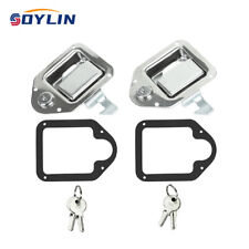 2 X Truck Tool Box Latch Paddle Lock For Handle Stainless Steel With Gasket Keys