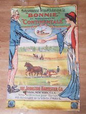 Johnston Harvester Farm Machinery Lithography Original Poster With Uncle Sam