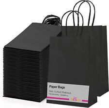 100 Pcs Paper Gift Bags 5.25x3.75x8 Black Small Paper Bags W Handles Bulk Black