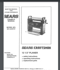 Sears Craftsman Planer 351.233731 Owners Manual 16 Pages Year 1991