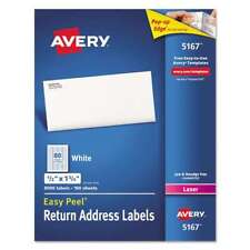 Avery Easy Peel Return Address Labels Laser 12 X 1 34 White 8000box