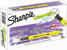 Sharpie Highlighter Chisel Tip Yellow Smear Guard Clearview - 12 Pack