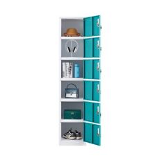 Metal Storage Cabinet Locker Wardrobe Gym Organizer Cupboard With 6 Doors Blue