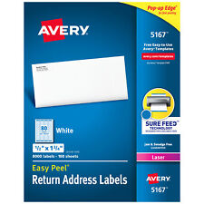 Laser Labels Mailing 12x1-34 8000bx White
