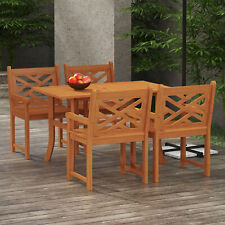 Outsunny Patio Table And Chairs Set Of 4 W Slatted Top Table Seat Teak