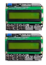 2 Pack 1602 Lcd With Keypad Shield Board Green Backlight For Arduino Robot