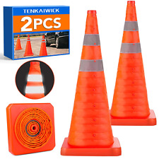 2 Pack28 Inch Collapsible Traffic Safety Cones - Parking Cones With Reflective