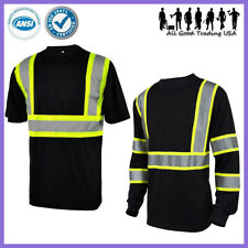 Lm Hi Vis T Shirt Reflective Safety Black Short Long Sleeve High Visibility