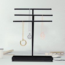 3-bars Jewelry Display Stand Storage Rack Necklace Ring Earring Holder Black