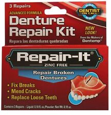 Dentist On Call Repair It Denture Kit Mend Replace Loose Teeth Zinc Free 3 Ct