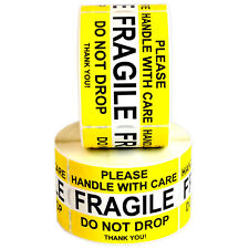 2 X 3 Quality Fragile Sticker Handle With Care Do Not Drop Waterproof Yellow