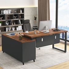 L-shaped Computer Desk Executive Office Desk With Drawers Storage File Cabinet